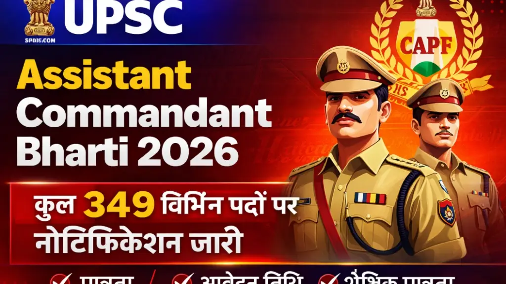 UPSC Assistant Commandant Bharti 2026 कुल 349 विभिन्न पदों पर नोटिफिकेशन जारी, पात्रता, आवेदन तिथि